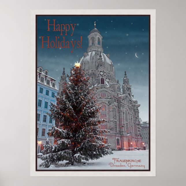 Póster Dresden - Frauenkirche Tannenbaum - HH WB (Frente)