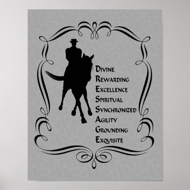 Póster Dressage Es Una Silueta De Caballo Y Jinete (Frente)