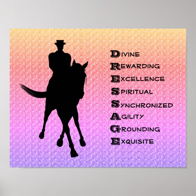 Póster Dressage Es Una Silueta De Caballo Y Jinete (Frente)