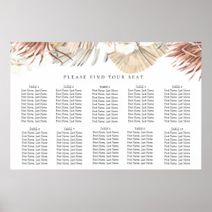 Póster Dried Boho-Chic Botanical Wedding Seating Chart