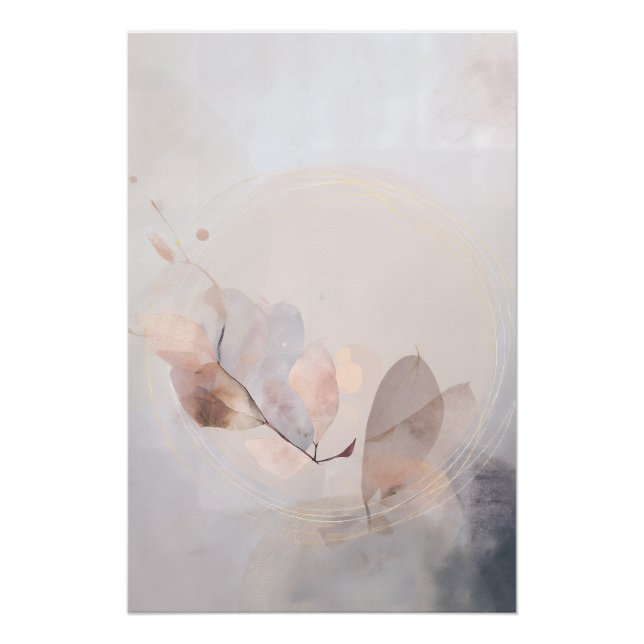 Póster Dried Eucalyptus Leaves Gold Circle Minimal Art (Anverso)