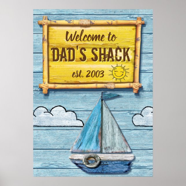 Póster Driftwood Beach House Dad's Shack sign poster (Frente)