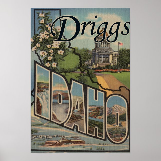 Póster Driggs, IdahoEscenas de letras grandesDriggs, ID (Frente)