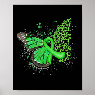 Póster Drin Mariposa Cinta Verde Enfermedad del riñón Awa