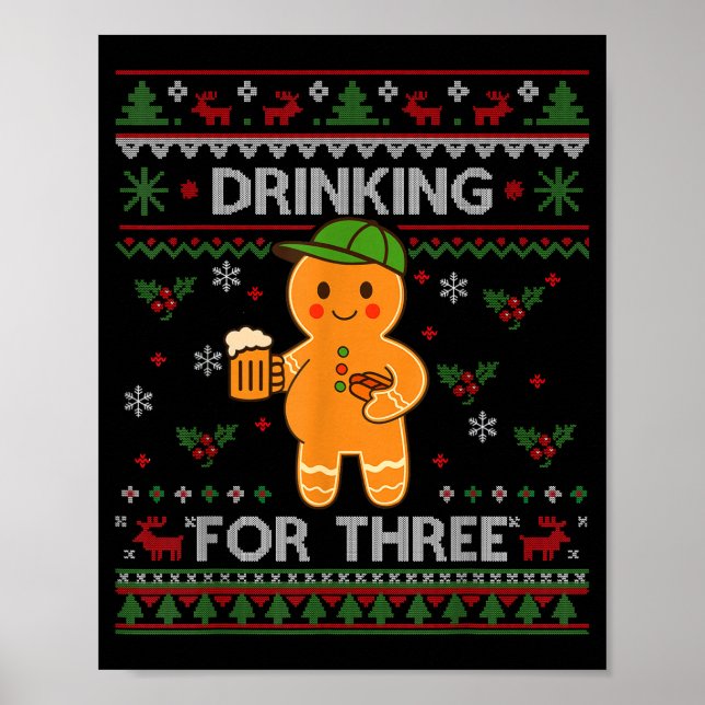 Póster Drinking For Three Pregnancy Announcement Ugly Swe (Frente)