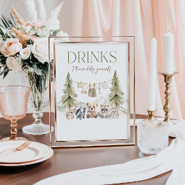 Póster Drinks Woodland Adventure Boy Baby Shower