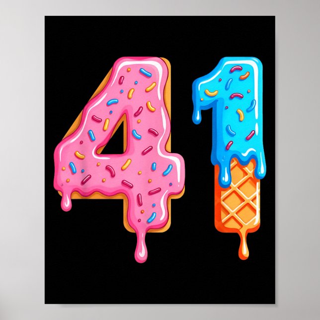 Póster Drip 41 Meme Cool Baseball Style Number Forty One  (Frente)