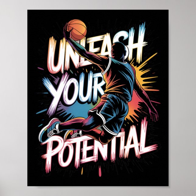 Póster Drip Sketll Unleash Your Potential Slam Dunk Color (Frente)