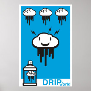 Póster Drip World Blue
