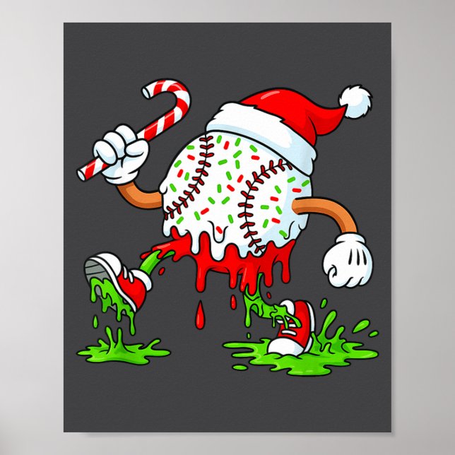 Póster Dripng Ice Cream Baseball Santa Hat, Xmas Pajama K (Frente)
