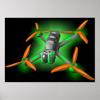 Póster Drones de carreras de Freestyle fpv dron LED