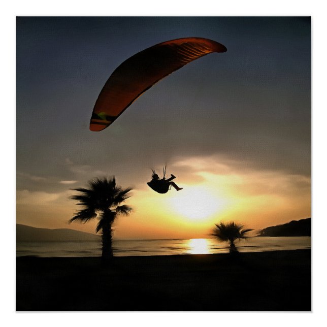 Póster Dropzone At Dusk Adventure Paraglider Art (Anverso)