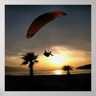 Póster Dropzone At Dusk Adventure Paraglider Art