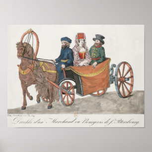 Póster Droshky de un comerciante de St Petersburg