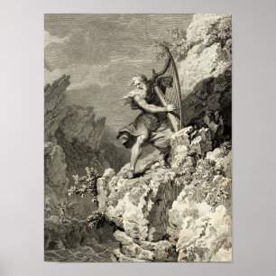 Póster Druida galés tocando el arpa