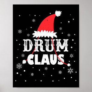 Póster Drum Claus Santa Navidad Baterista Manga Larga