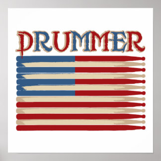 Póster Drum Stick USA Flag Drummer Tees and Gifts