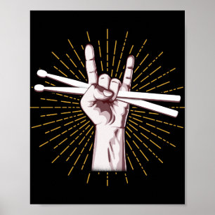 Póster Drummer Drum Sticks Hand Rock