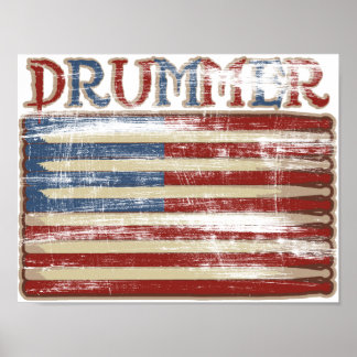 Póster Drummer Vintage Weathered