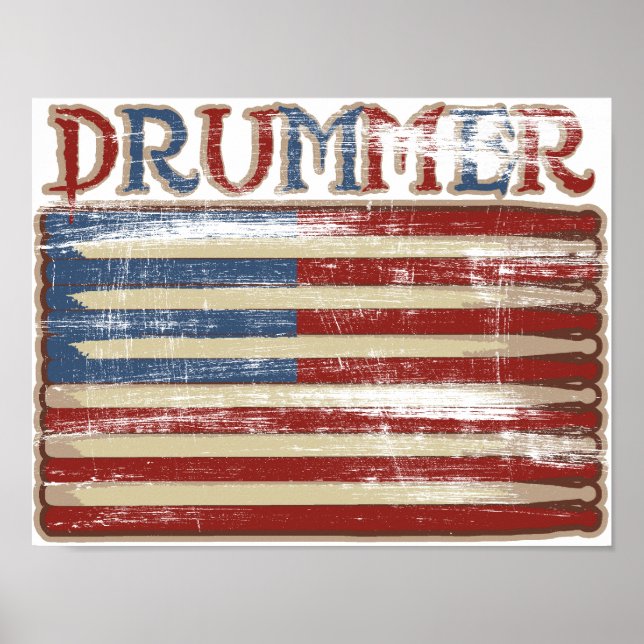 Póster Drummer Vintage Weathered (Frente)