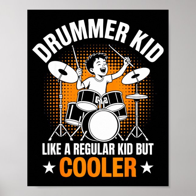 Póster Drumset Drums Lover Percussionist Drummer Kid Drum (Frente)