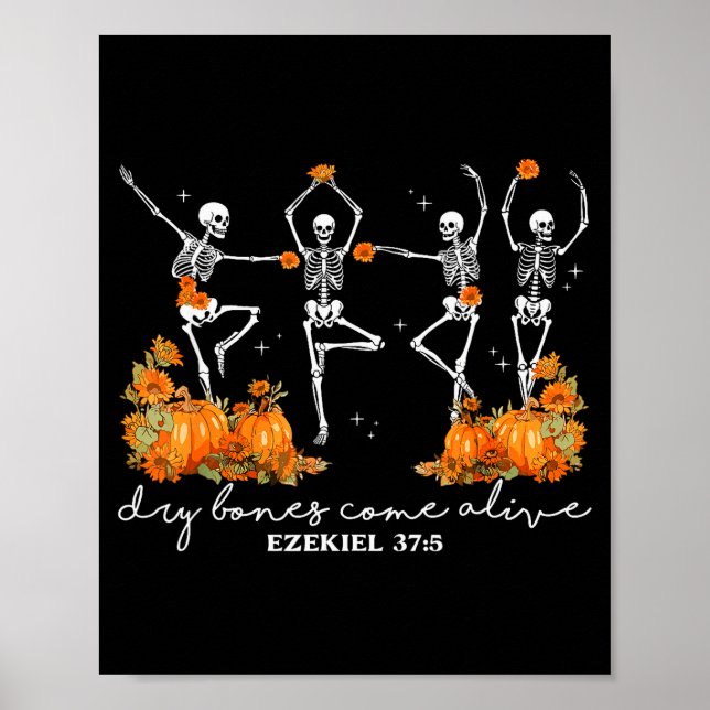 Póster Dry Bones Come Alive Halloween Skeleton Dancing Ch (Frente)