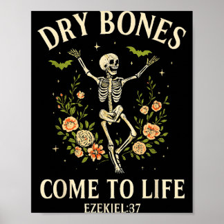 Póster Dry Bones Come To Life Dancing Floral Skeleton 