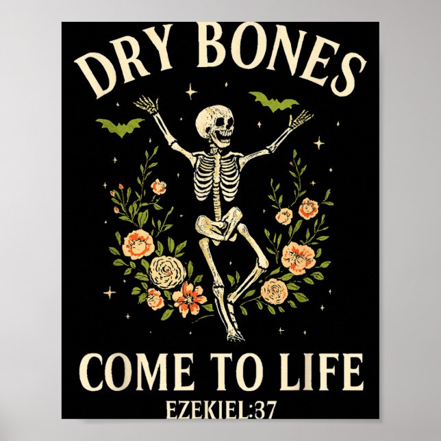 Póster Dry Bones Come To Life Dancing Floral Skeleton  (Frente)