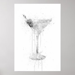 Póster Dry Martini Cocktail Wall Art Print (Grey Edition)
