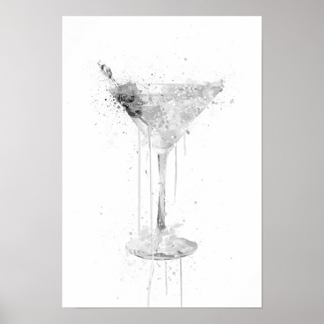 Póster Dry Martini Cocktail Wall Art Print (Grey Edition) (Frente)