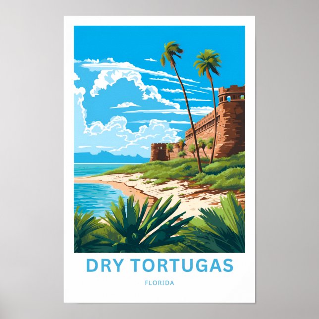 Póster Dry Tortugas Florida Travel Print (Frente)