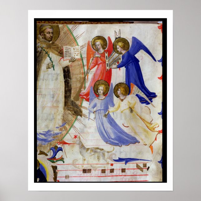 Póster ds 558 f.67v St. Dominic con cuatro ángeles musica (Frente)