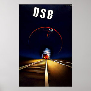 Póster DSB Danske Statsbaner Ferrocarril Estatal Danés
