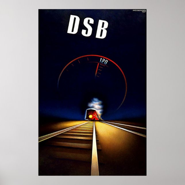 Póster DSB Danske Statsbaner Ferrocarril Estatal Danés (Frente)