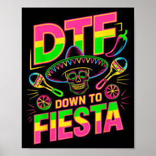 Póster Dtf abajo para fiesta divertido cráneo mexicano pa