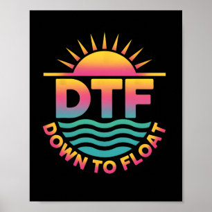 Póster Dtf Abajo para flotar en el río Divertido tubing V