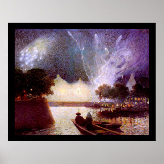 Póster Du Puigaudeau: Fuegos artificiales en el puerto