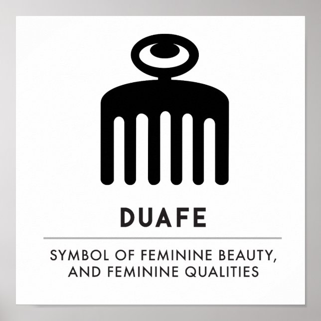Póster Duafe | Símbolo Adinkra para belleza femenina (Frente)