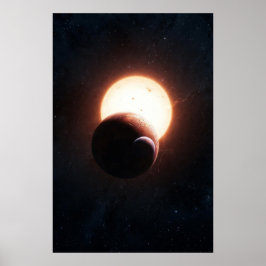 Póster Dual Eclipse Over Red Planet – Cosmic Alignment in