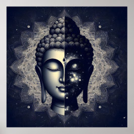 Póster Dual Nature Buddha Mandala - Cosmic Zen Enlighten