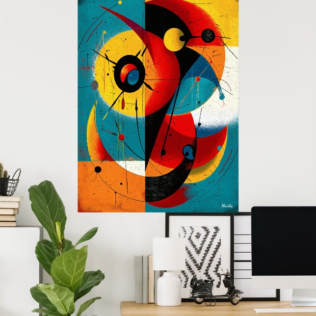 Póster Dual Orbit – Mid-Century Geometric Symmetry Wall  (Oficina en casa)