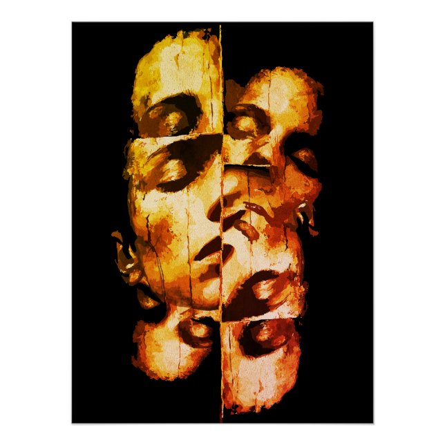 Póster Dualidad en oro: retrato moderno abstracto (Anverso)