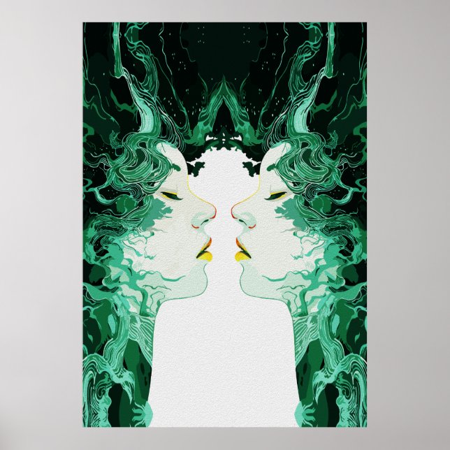Póster Dualidad Etérea – Reflexión Surreal en el Espejo (Frente)