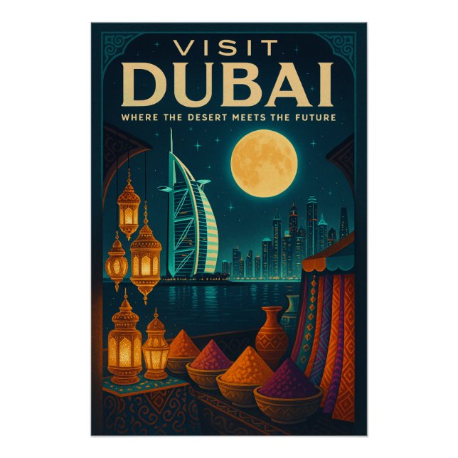 Póster Dubai de noche (Anverso)