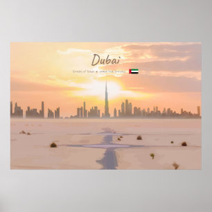Póster Dubai, Emiratos Árabes Unidos - Desierto Burj Khal