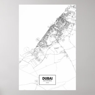 Póster Dubai, Emiratos Árabes Unidos (negro sobre blanco)