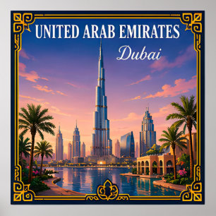 Póster 🌇 Dubái Emiratos Árabes Unidos Recuerdo De La Vis