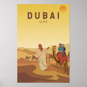 Póster Dubai Emiratos Árabes Unidos Safari Desértico Retr