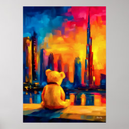 Póster Dubai Teddy Fauvist Sunset Skyline Print
