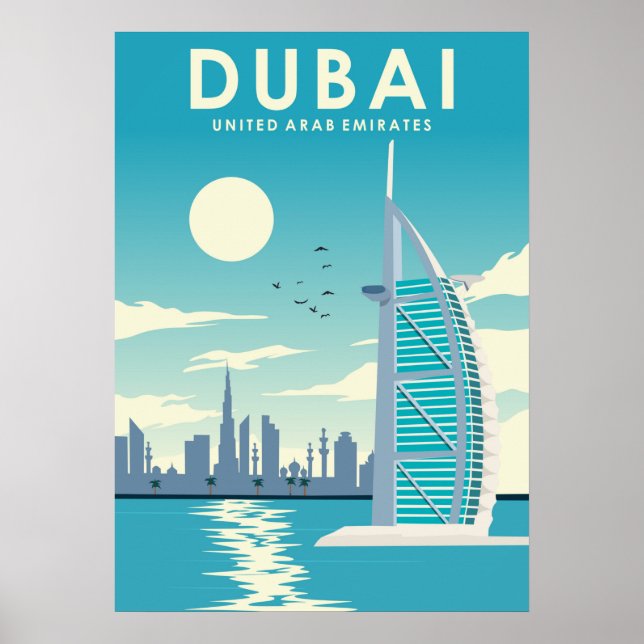 Póster Dubai United Arab Emirates Travel Illustration  (Frente)